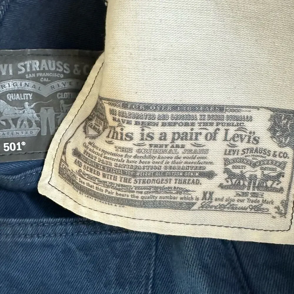 Levi's 501 Navy Blue Button Fly Denim Jeans Size 33 X 32